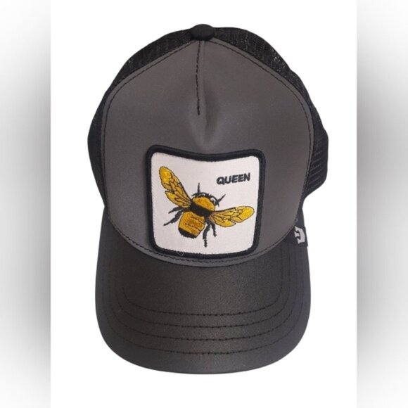 Goorin Bros Black Trucker Hat with Queen Bee Patch - Picture 1 of 10